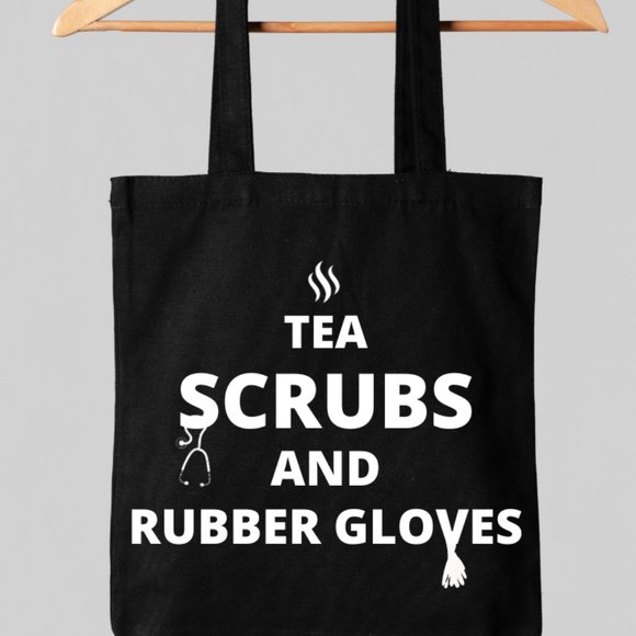 TOTE BAG- COFFEE SCRUBS & RUBBER GLOVES - Picture 1 of 2